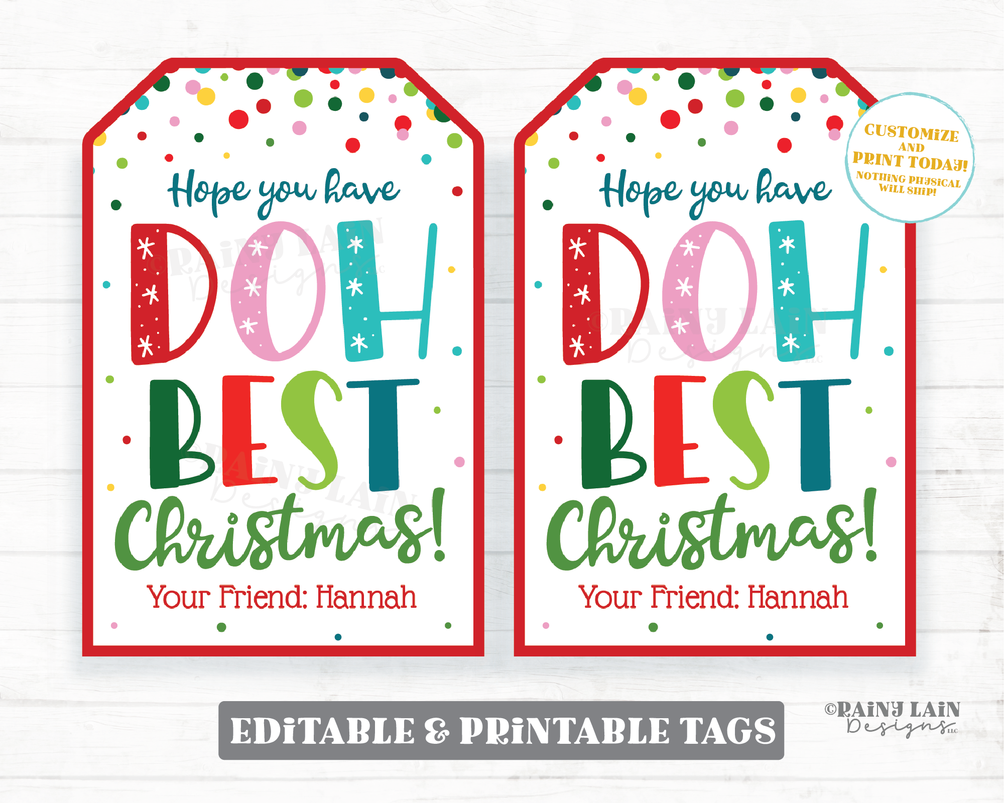 Doh Best Christmas Tag Play dough Gift Winter Break Holiday Playdough From Teacher to Student Classroom Preschool Printable Non-Candy