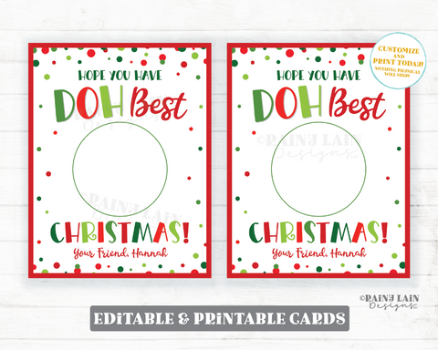 Doh Best Christmas Card Play dough Gift Tag Holiday Playdough Classmate Winter Break Classroom Preschool Printable From Teacher to Student