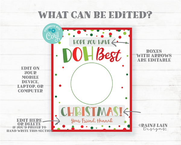Doh Best Christmas Card Play dough Gift Tag Holiday Playdough Classmate Winter Break Classroom Preschool Printable From Teacher to Student