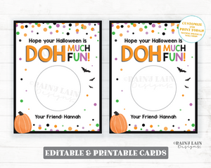 Halloween Doh Much Fun Card Play dough Halloween Gift Doh Student From Teacher Favor Playdough Editable Classmate Classroom Preschool