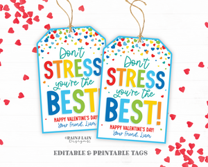 
Stress Ball Valentine, Don't Stress You're the Best Valentine's Day Tag, Fidget Toy, Non-Candy, Classmate Valentine Exchange