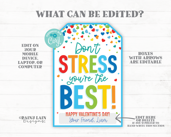 
Stress Ball Valentine, Don't Stress You're the Best Valentine's Day Tag, Fidget Toy, Non-Candy, Classmate Valentine Exchange