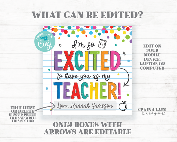 Teacher Gift Tag From Student, First Day Of School Teacher Gift Ideas, Welcome Back To School Gift Tag, New Teacher Gift Tag Downloadable