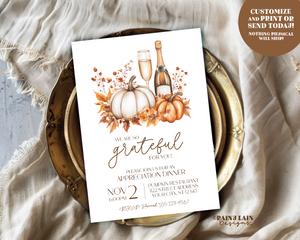 Editable Fall Appreciation Invitation, Brunch Template, Printable Grateful For You Dinner, Staff, Client, Teacher, Employee, Thank You