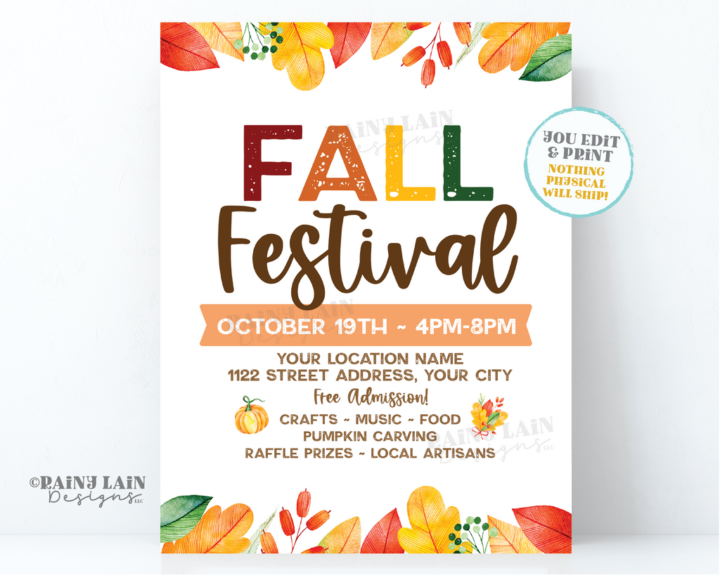 Editable Fall Harvest Festival Flyer Template, Church Fundraiser Invit – Rainy Lain Designs LLC editable-fall-harvest-festival-flyer-template-church-fundraiser-invit-rainy-lain-designs-llc
