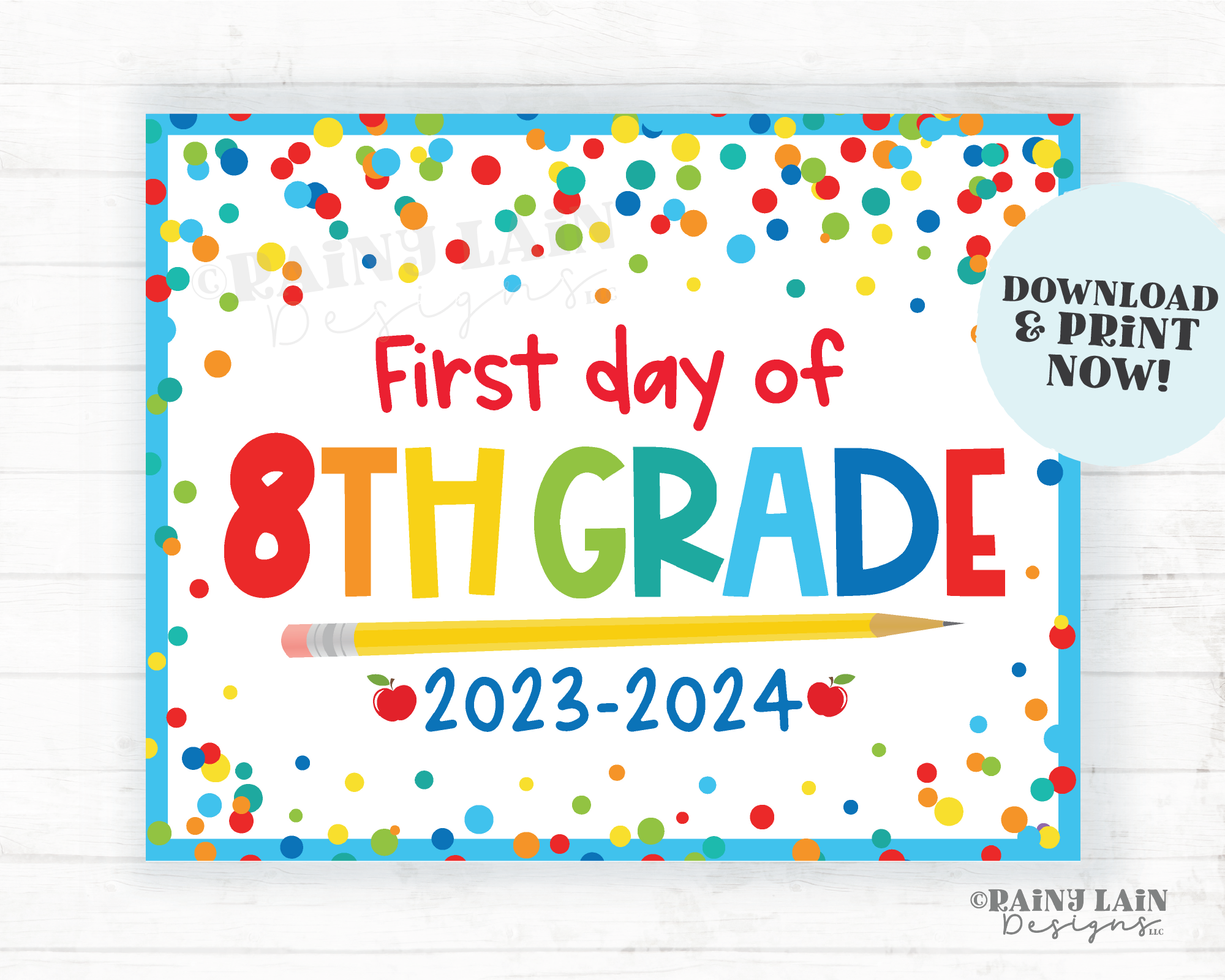 8 Grad 8th Grade Sign