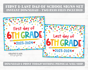 First and Last Day of 6th grade Sign Set 1st Day of Sixth Grade Printable Back to School Picture Photo Prop Blue Confetti Bundle Instant