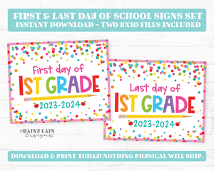 First and Last Day of 1st grade Sign Set 1st Day of First Grade Printable School Picture Board Back to School Chalkboard