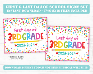 First and Last Day of 3rd grade Sign Set 1st Day of Third Grade Printable School Picture Board Back to School Chalkboard