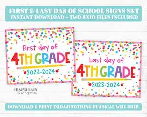 First and Last Day of 4th grade Sign Set 1st Day of Fourth Grade Printable School Picture Board Back to School Chalkboard