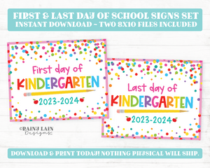 First and Last Day of Kindergarten Sign Set 1st Day of Kinder Printable School Picture Board Back to School Chalkboard