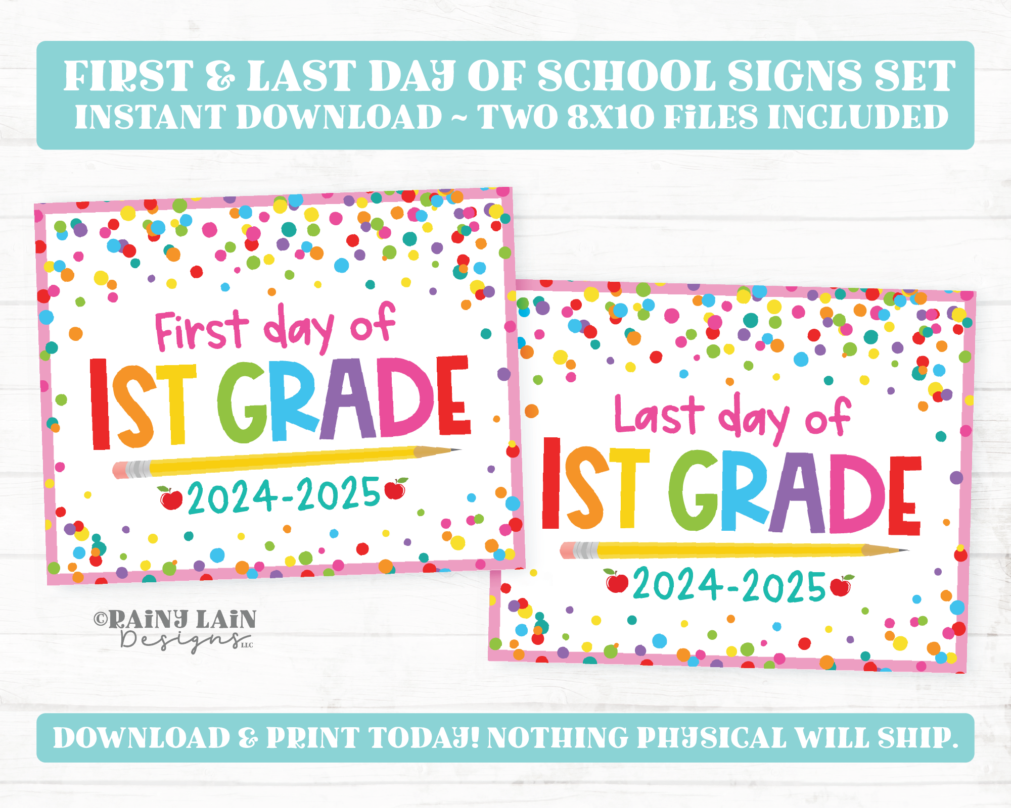 First and Last Day of 1st grade Sign Set 1st Day of First Grade Printable School Picture Board Back to School Chalkboard
