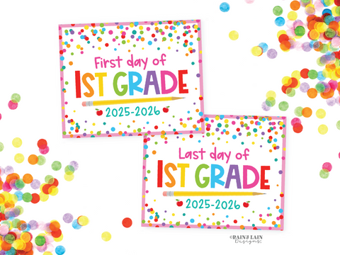 First and Last Day of 1st grade Sign Set 1st Day of First Grade Printable School Picture Board Back to School Chalkboard