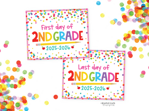 First and Last Day of 2nd grade Sign Set 1st Day of Second Grade Printable School Picture Board Back to School Chalkboard