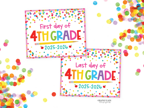 First and Last Day of 4th grade Sign Set 1st Day of Fourth Grade Printable School Picture Board Back to School Chalkboard