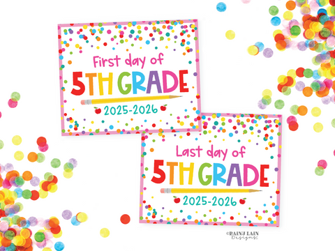 First and Last Day of 5th grade Sign Set 1st Day of Fifth Grade Printable School Picture Board Back to School Chalkboard