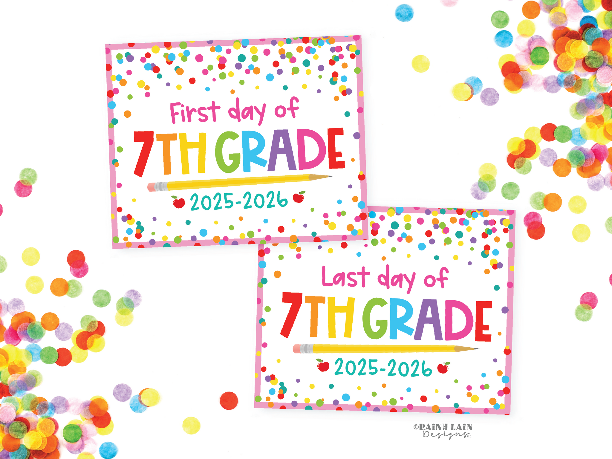 First and Last Day of 7th grade Sign Set 1st Day of Seventh Grade Printable School Picture Board Back to School Chalkboard