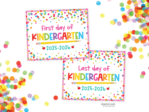 First and Last Day of Kindergarten Sign Set 1st Day of Kinder Printable School Picture Board Back to School Chalkboard