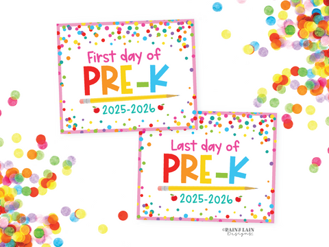 First and Last Day of Pre-K Sign Set 1st Day of Pre-Kindergarten Printable School Picture Board Back to School Chalkboard