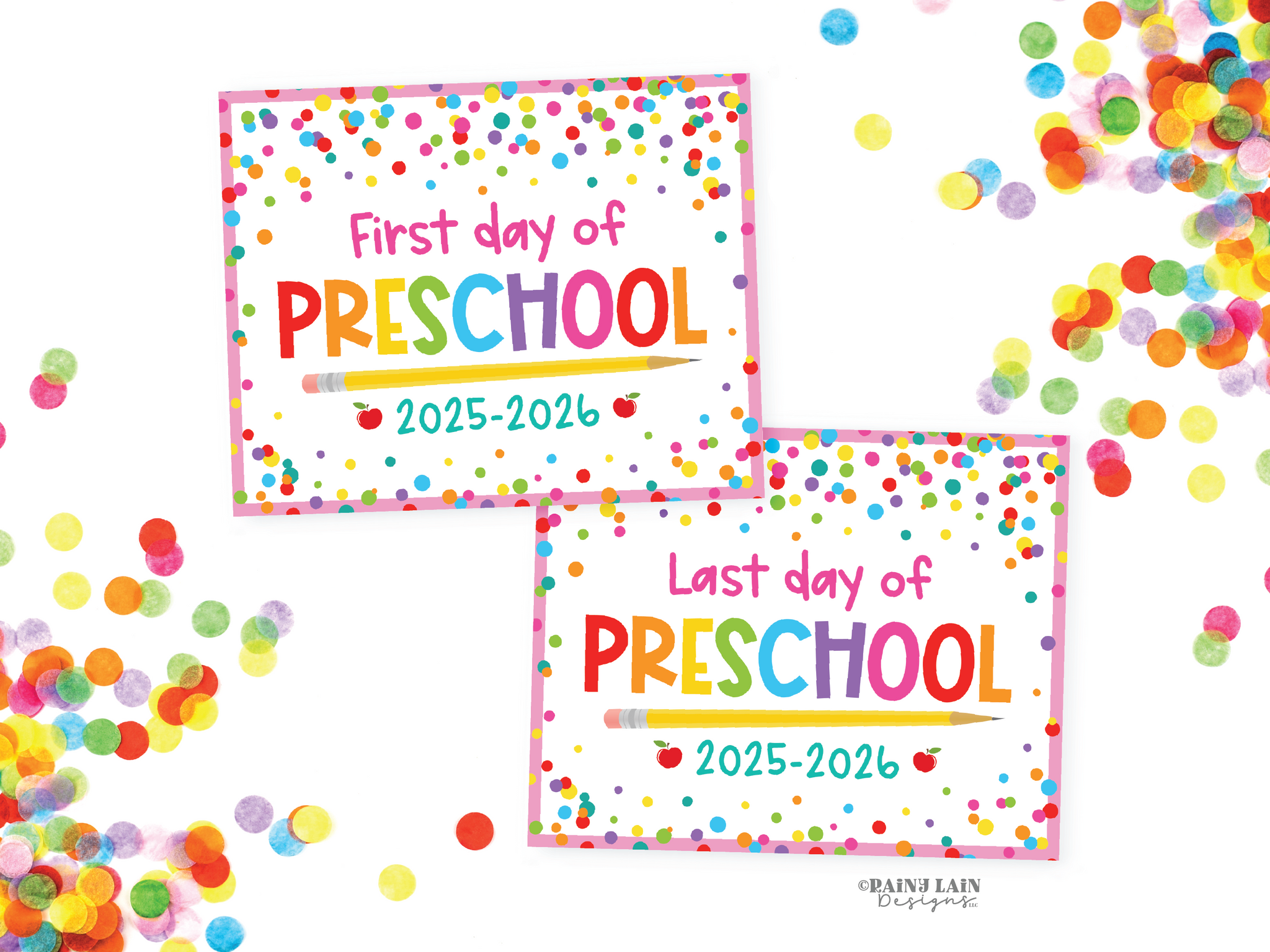 First and Last Day of Preschool Sign Set 1st Day of Preschool Printable School Picture Board Back to School Chalkboard
