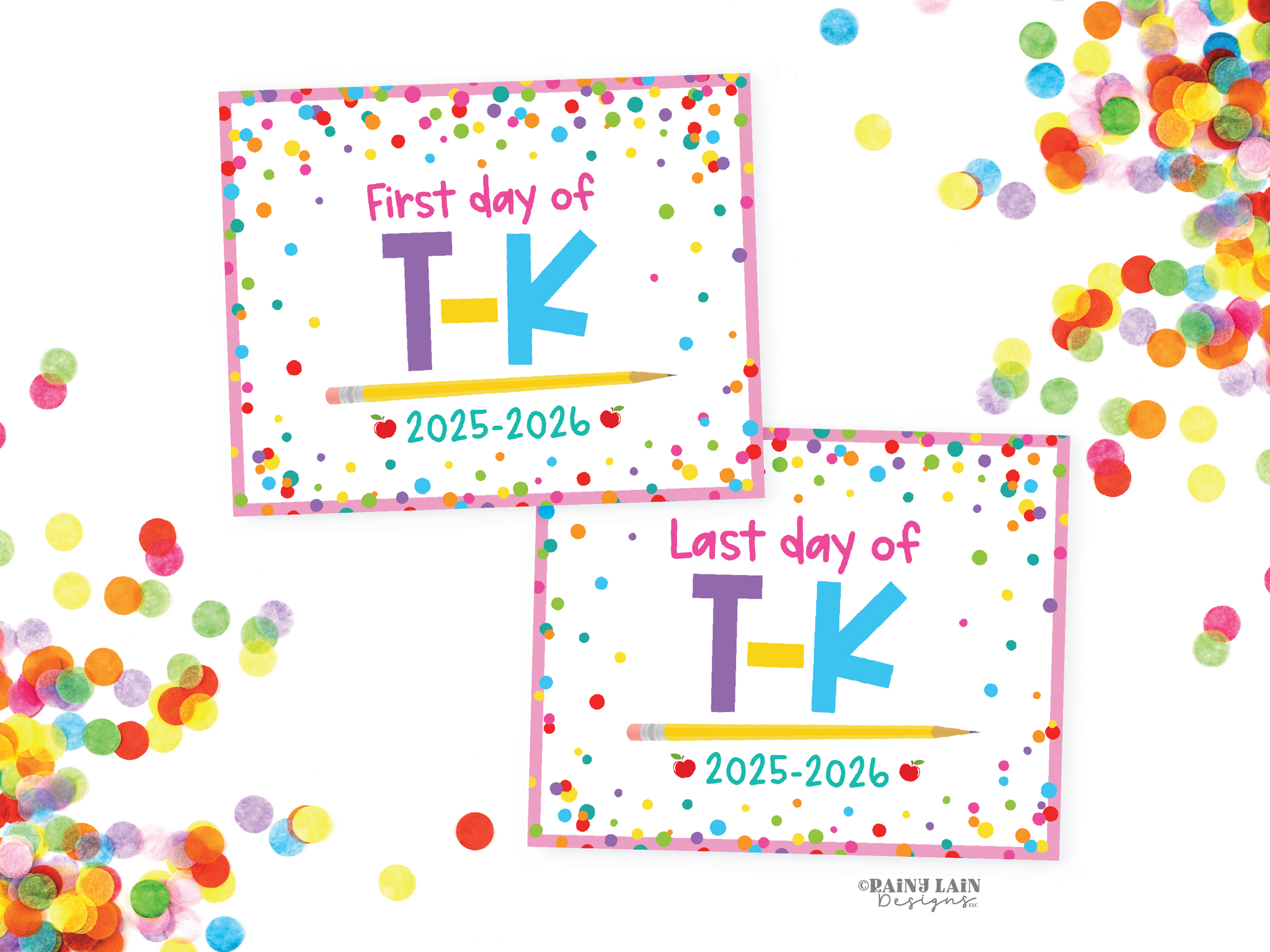 First and Last Day of T-K School Sign Set 1st Day of Transitional Kindergarten Printable School Picture Board Back to School Chalkboard