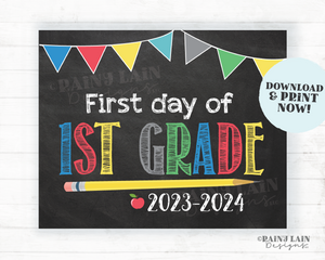 First Day of 1st Grade Sign Boy Printable First Day of School Sign Back to School Chalkboard Sign 1st Day of School Instant Download