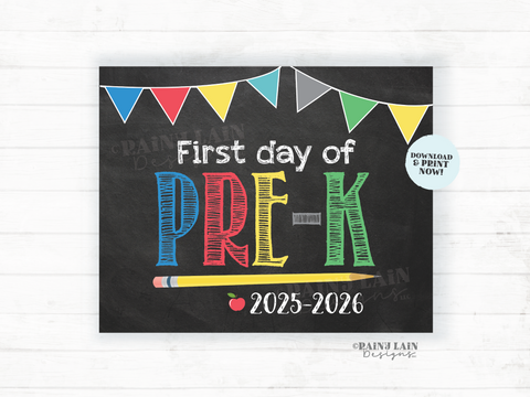 First Day of Pre-K Sign Boy Printable First Day of School Sign Back to School Chalkboard Sign 1st Day of School Instant Download PreK