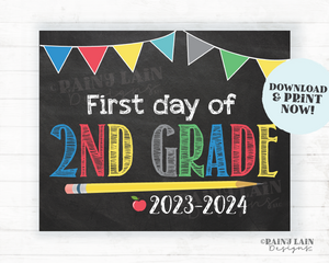 First Day of 2nd Grade Sign Boy Printable First Day of School Sign Back to School Chalkboard Sign 1st Day of School Instant Download Second