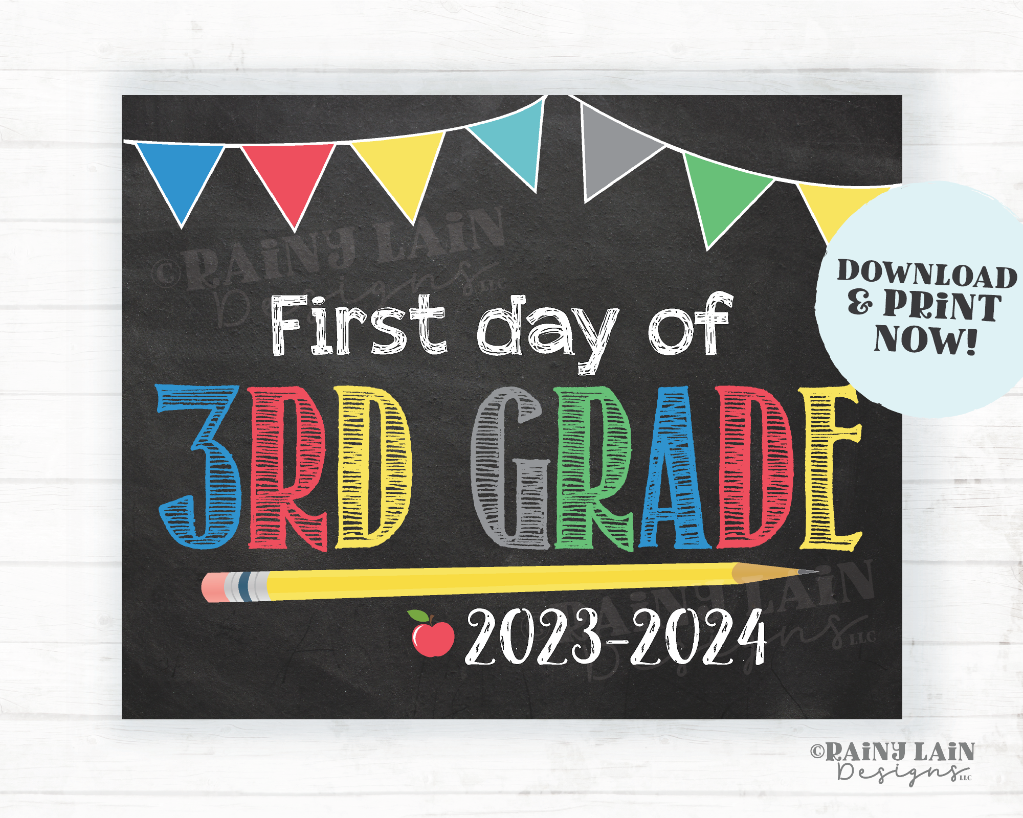 First Day of 3rd Grade Sign Boy Printable First Day of School Sign Back to School Chalkboard Sign 1st Day of School Instant Download Third