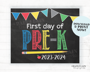 First Day of Pre-K Sign Boy Printable First Day of School Sign Back to School Chalkboard Sign 1st Day of School Instant Download PreK