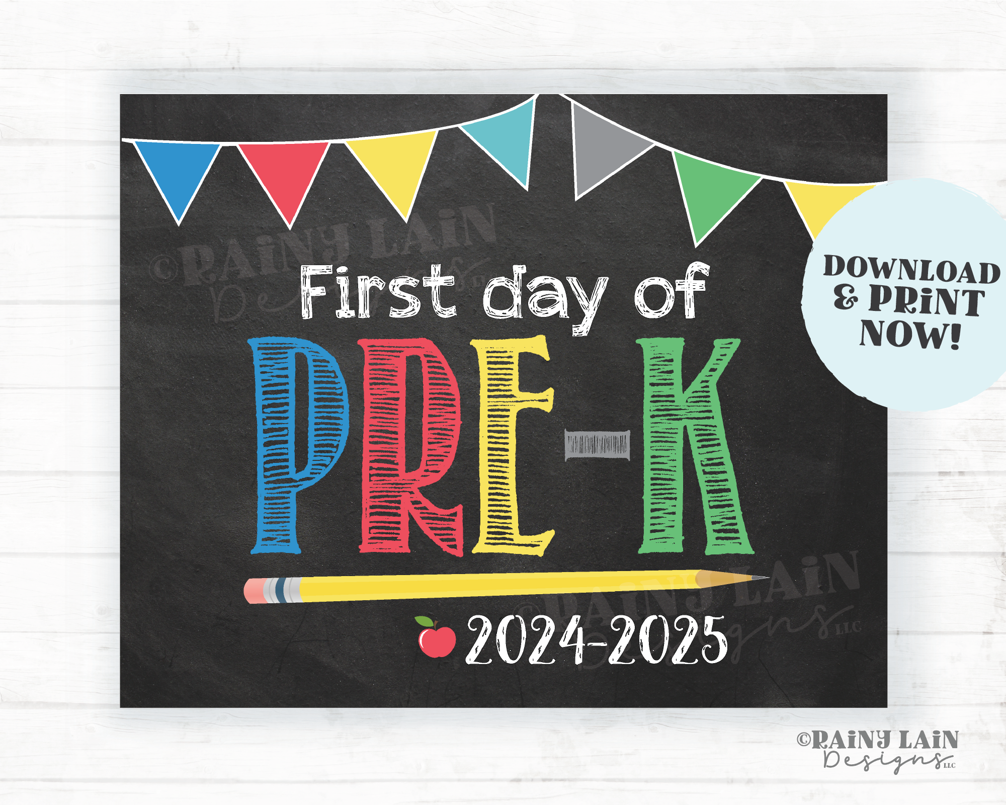 First Day of Pre-K Sign Boy Printable First Day of School Sign Back to – Rainy Lain Designs LLC for First Day Of Pre K Sign Free Printable