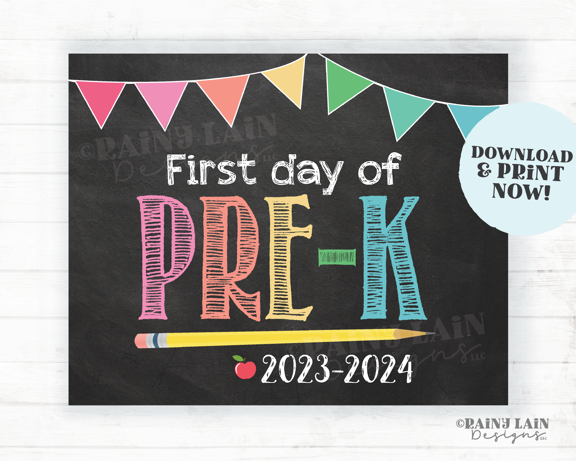 First Day of Pre-K Sign Girl Printable First Day of School Sign Back to School Chalkboard Sign 1st Day of School, Instant Download Prek