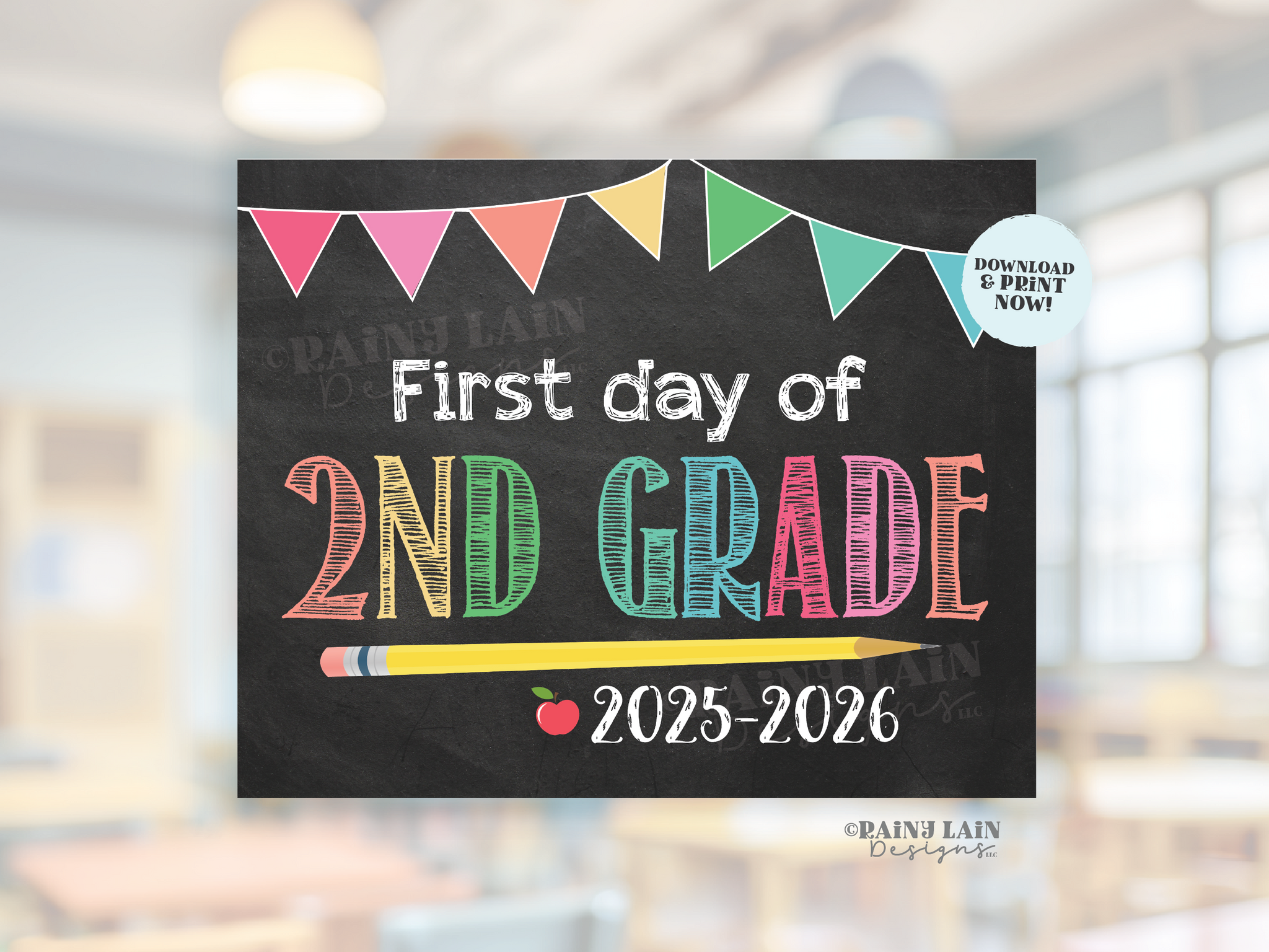 First Day of 1st Grade Sign Girl Printable First Day of School Sign Back to School Chalkboard Sign 1st Day of School Instant Download