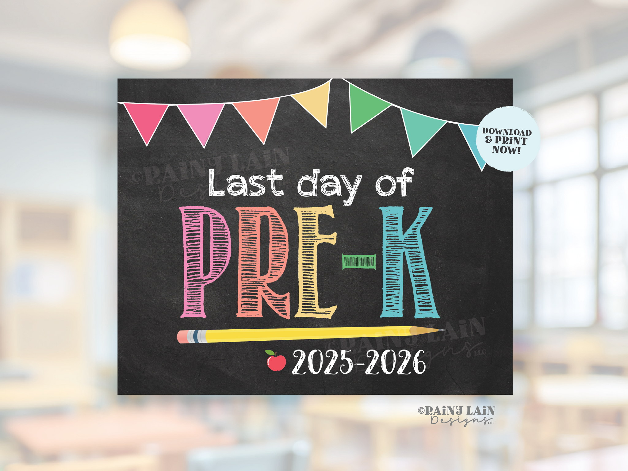 First Day of Pre-K Sign Girl Printable First Day of School Sign Back to School Chalkboard Sign 1st Day of School, Instant Download Prek