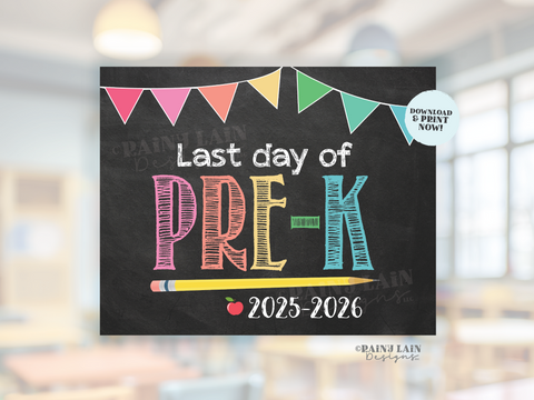 First Day of Pre-K Sign Girl Printable First Day of School Sign Back to School Chalkboard Sign 1st Day of School, Instant Download Prek