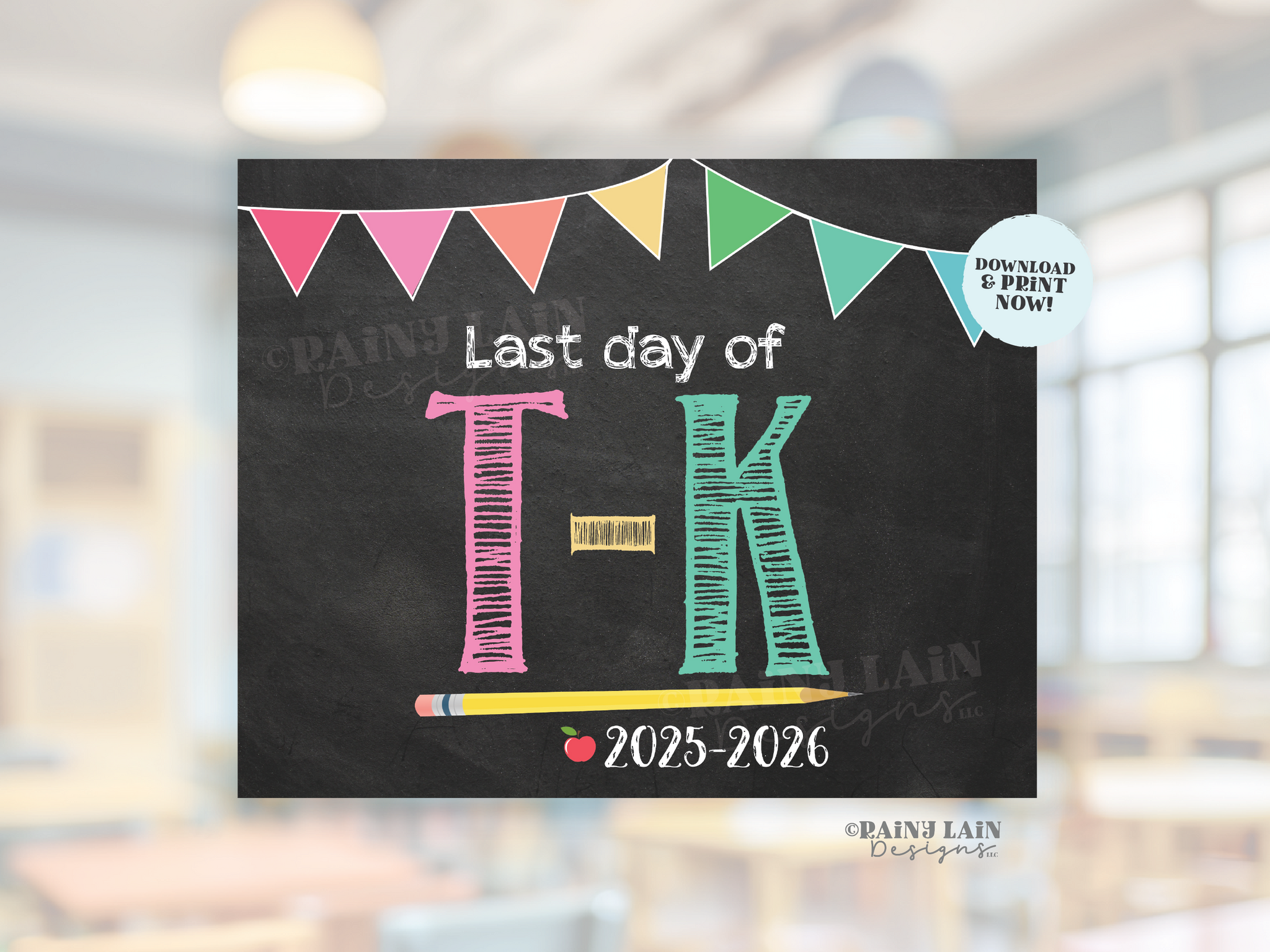 First Day of T-K Sign Girl Printable First Day of School Sign Back to School Chalkboard Sign 1st Day of Transitional Kindergarten TK