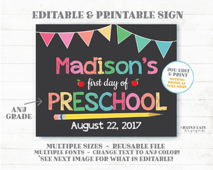 Editable 1st and Last Day of School Chalkboard Printable First Last Day Set Back to School 2nd Any Grade 3rd 4th 5th Preschool Kindergarten