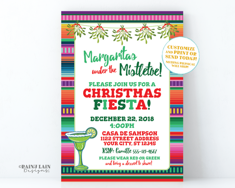 Margaritas Under the Mistletoe Invitation Mistletoe and Margaritas Invite Christmas Holiday Fiesta Salt and Lime