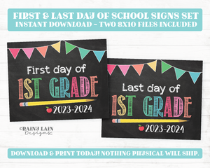 First and Last Day of 1st Grade Sign Set 1st Day and Last Day of First Grade Printable First Day of School Back to School Chalkboard