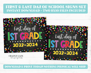 First Day of 1st grade Sign Last Day of School Sign Set 1st Day of First Grade Printable School Picture Board Back to School Chalkboard