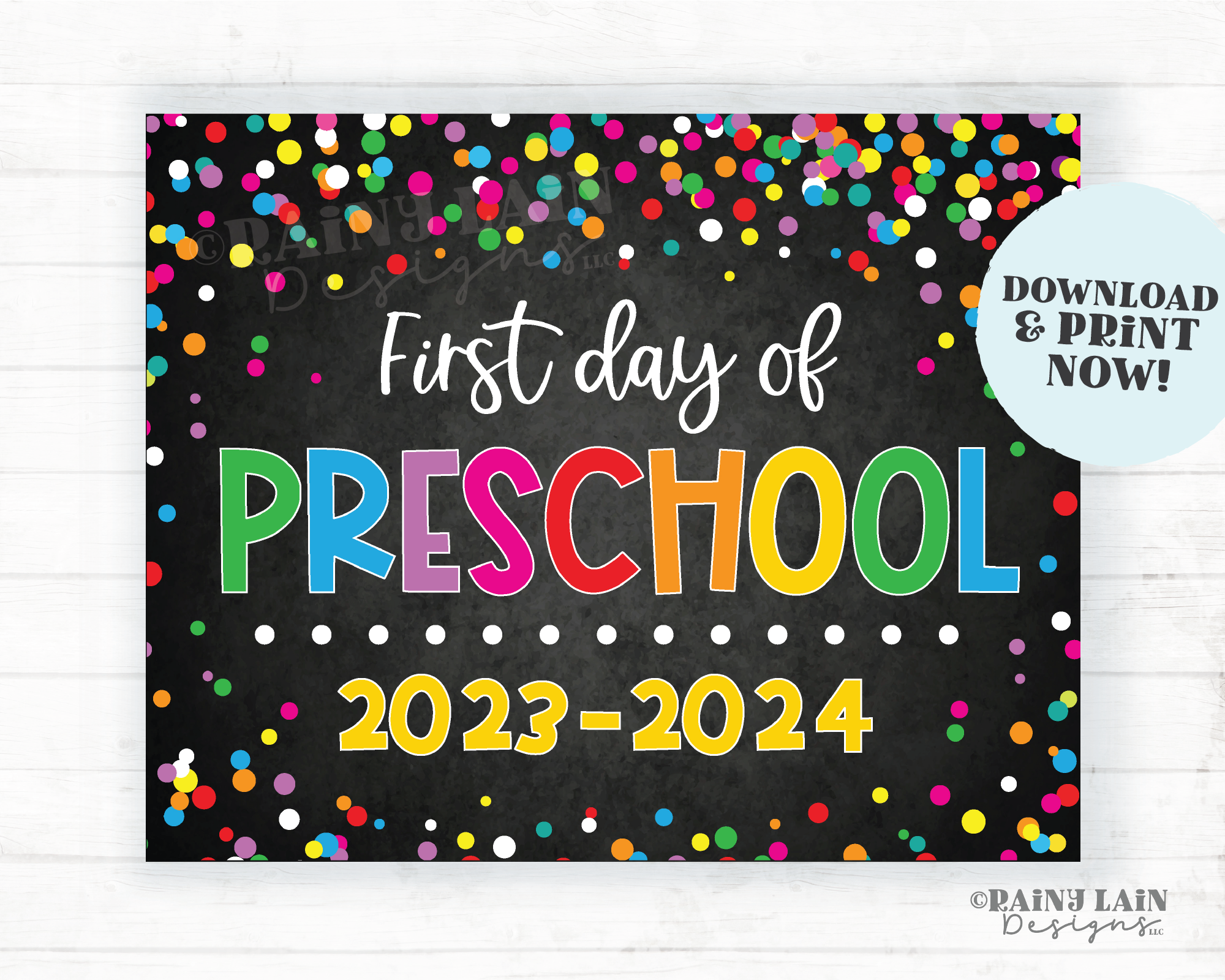 1st day of preschool sign First day of preschool First day of School Back to School Chalkboard Printable 1st Day of School Confetti 2023