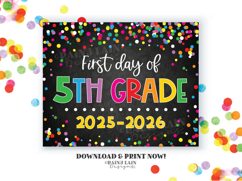 Back to School Downloadable Sign, First Day of 5th Grade Sign, Printable School Sign, Back to School Picture Sign, Downloadable Sign