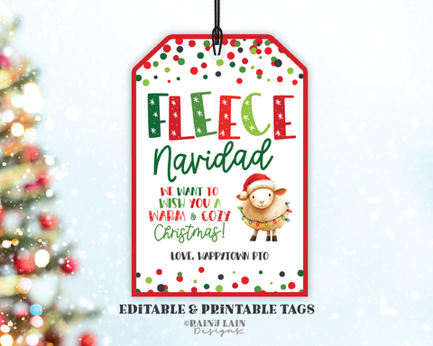 Editable Fleece Blanket Gift Tags, Fleece Navidad Christmas Gift, Throw, Printable Holiday, Teacher, Office Exchange, School PTO