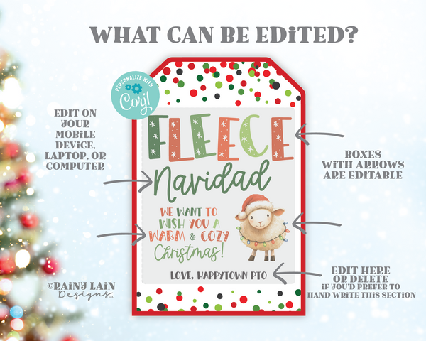 Editable Fleece Blanket Gift Tags, Fleece Navidad Christmas Gift, Throw, Printable Holiday, Teacher, Office Exchange, School PTO