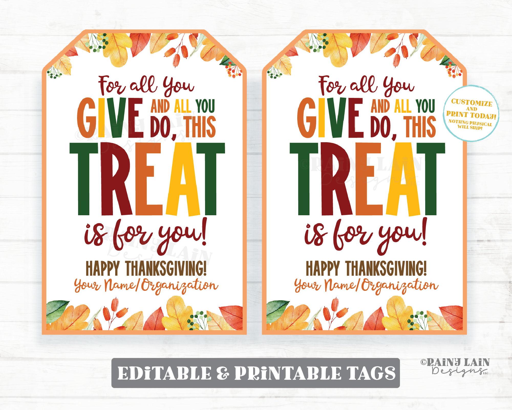 For all you Give and all you do This Treat is for you Tag Fall Leaves Appreciation Gift Autumn Thanksgiving Employee Company Staff Teacher