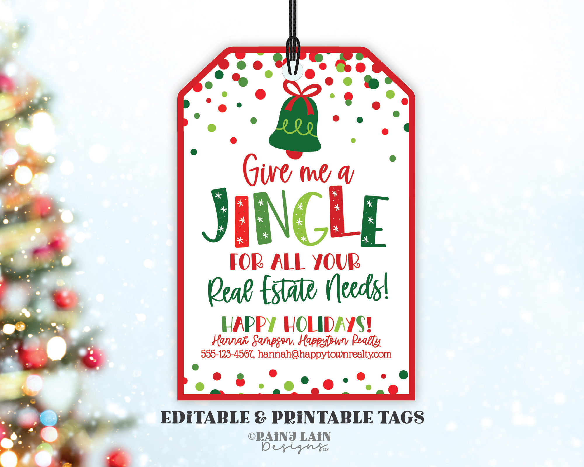 Editable Christmas Referral Gift Tag Template, Give me a Jingle Real Estate Needs, Home Health, Holiday Business Printable, Marketing Pop By
