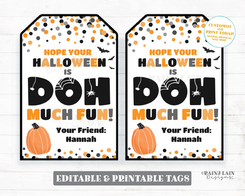 Halloween Doh much fun Tag Play dough Playdough Editable Halloween Gift Doh Student From Teacher Classmate Classroom Preschool