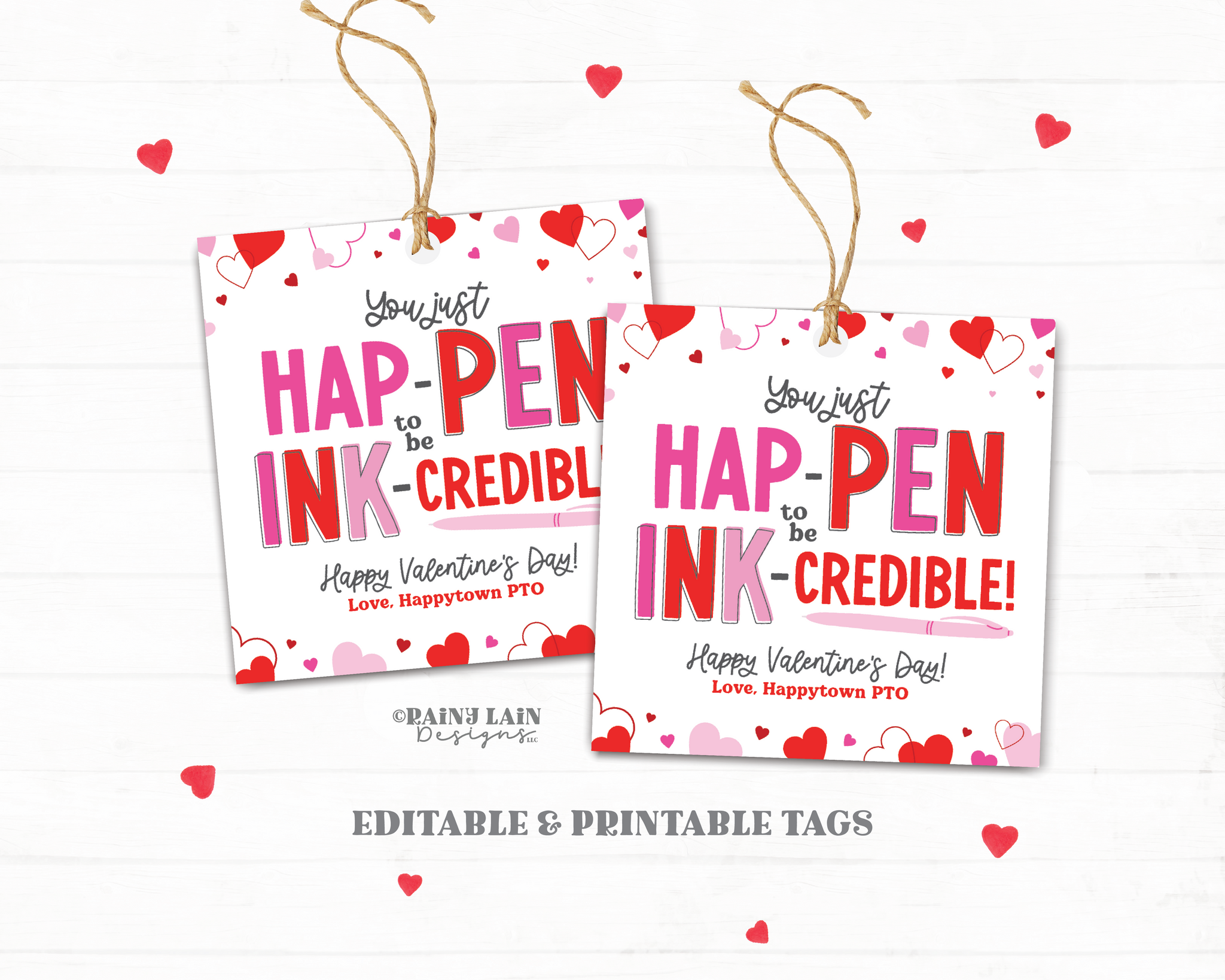 Pen Valentine for Teacher, Teacher Gift Tag from Student, Pen Valentine, Work Valentine, Appreciate, Team, Staff, Employee, Customer, Client