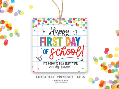 Back To School Gift Bag Tag, First Day of School Gift Tag Sweet, Back to School Welcome Tags, Gifts from PTO, Happy First Day of School