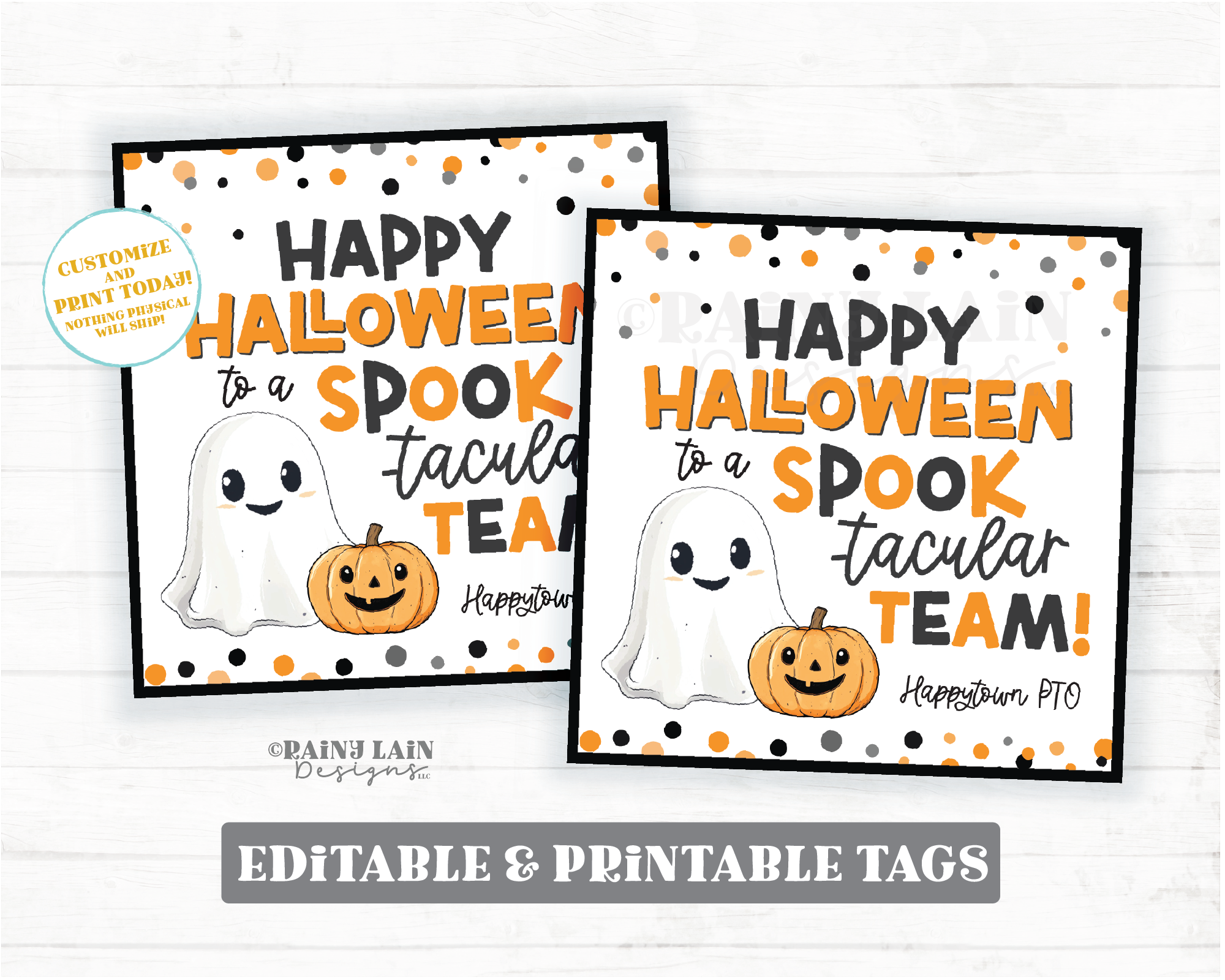 Editable Halloween Gift Tag Template Happy Halloween to a Spook-tacular Team, Staff, Coworker Nurse Appreciation, Teacher Thank You, Digital